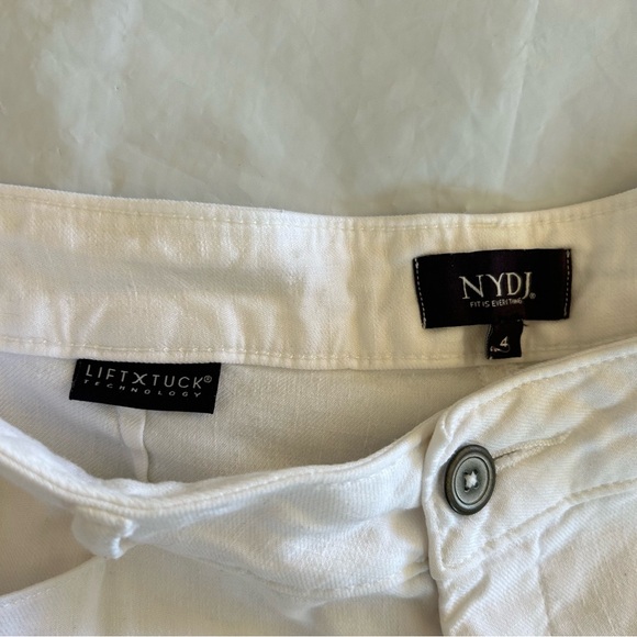 NYDJ Stretch Linen White 5-pocket Straight Leg Pants Style #MAKB2219 Size 4 - Picture 6 of 11